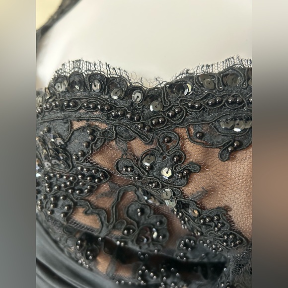 Mignon Black Lace Maxi Long Sleeve Evening Dress Size 6 - Picture 10 of 10